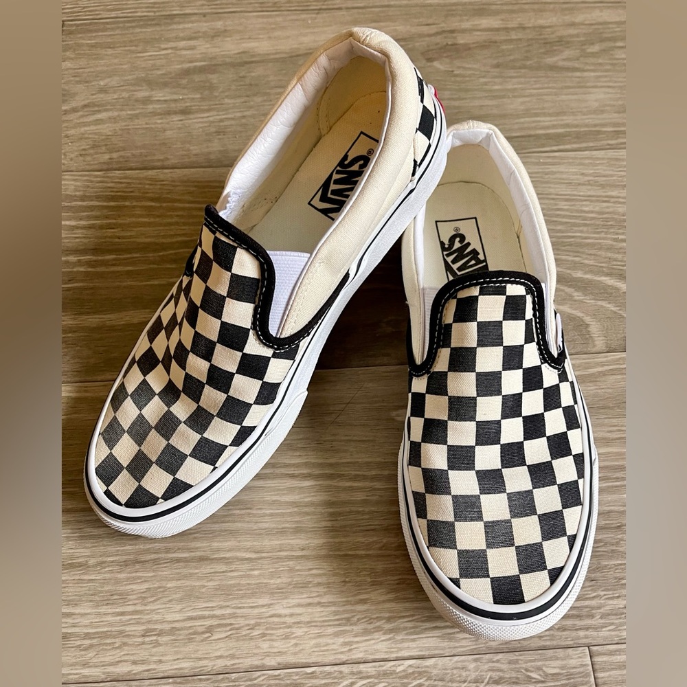 Vans Checkered Slip-On Sneakers, Off-White & Black